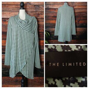 NWT The Limited XL Convertible Cardigan Sweater Green Gray Houndstooth